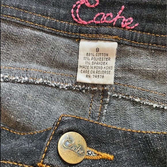 Cache Gray Wash Lower Leg Side Buttons Mid Rise Wide Leg Denim Jeans - Picture 8 of 10